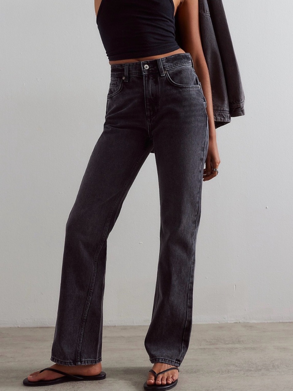 We the Free black Xena high rise slim straight jeans
